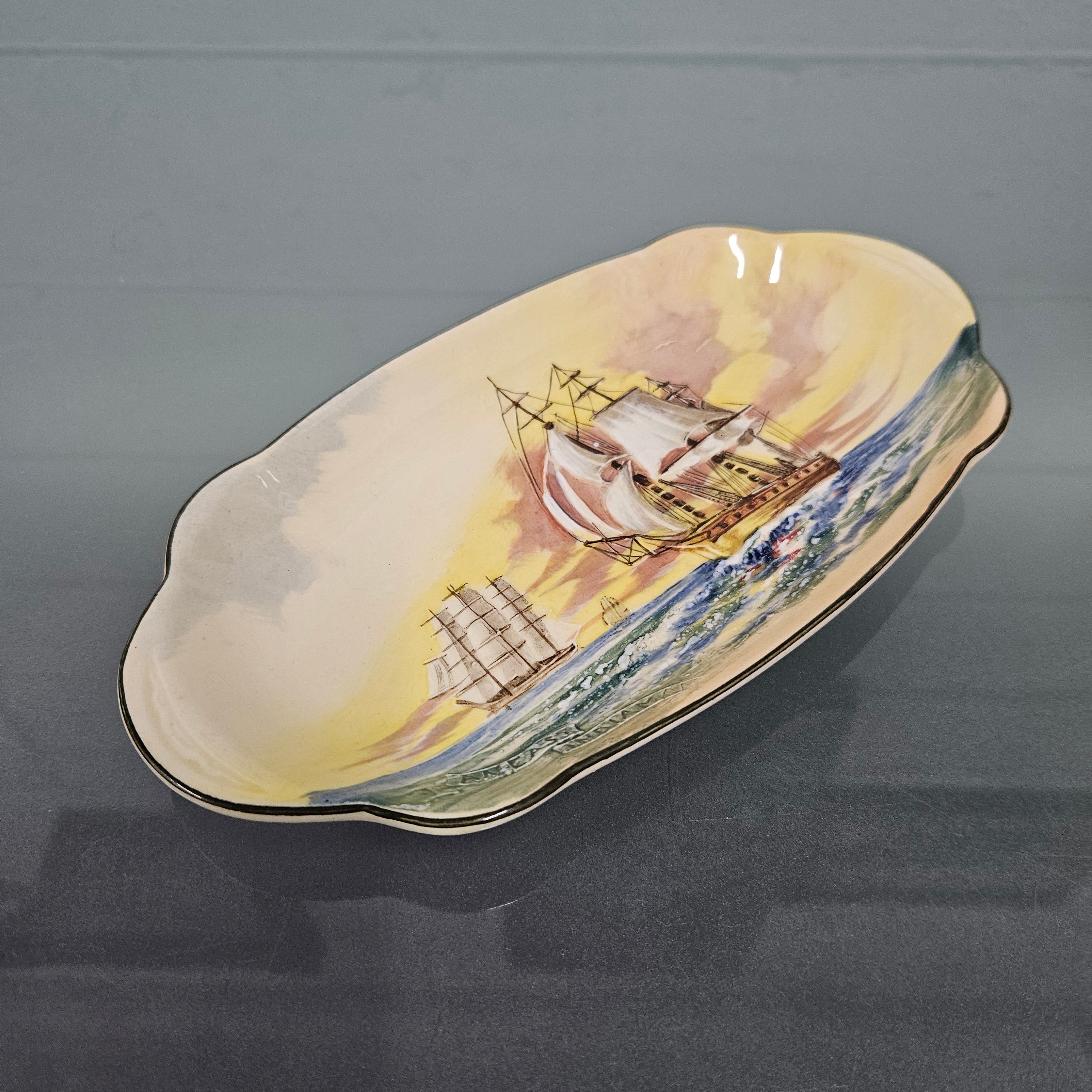 Royal Doulton Dish Featuring A Sailing Ship | Antique & Vintage | Moonee Ponds Antiques | Australia Wide Delivery