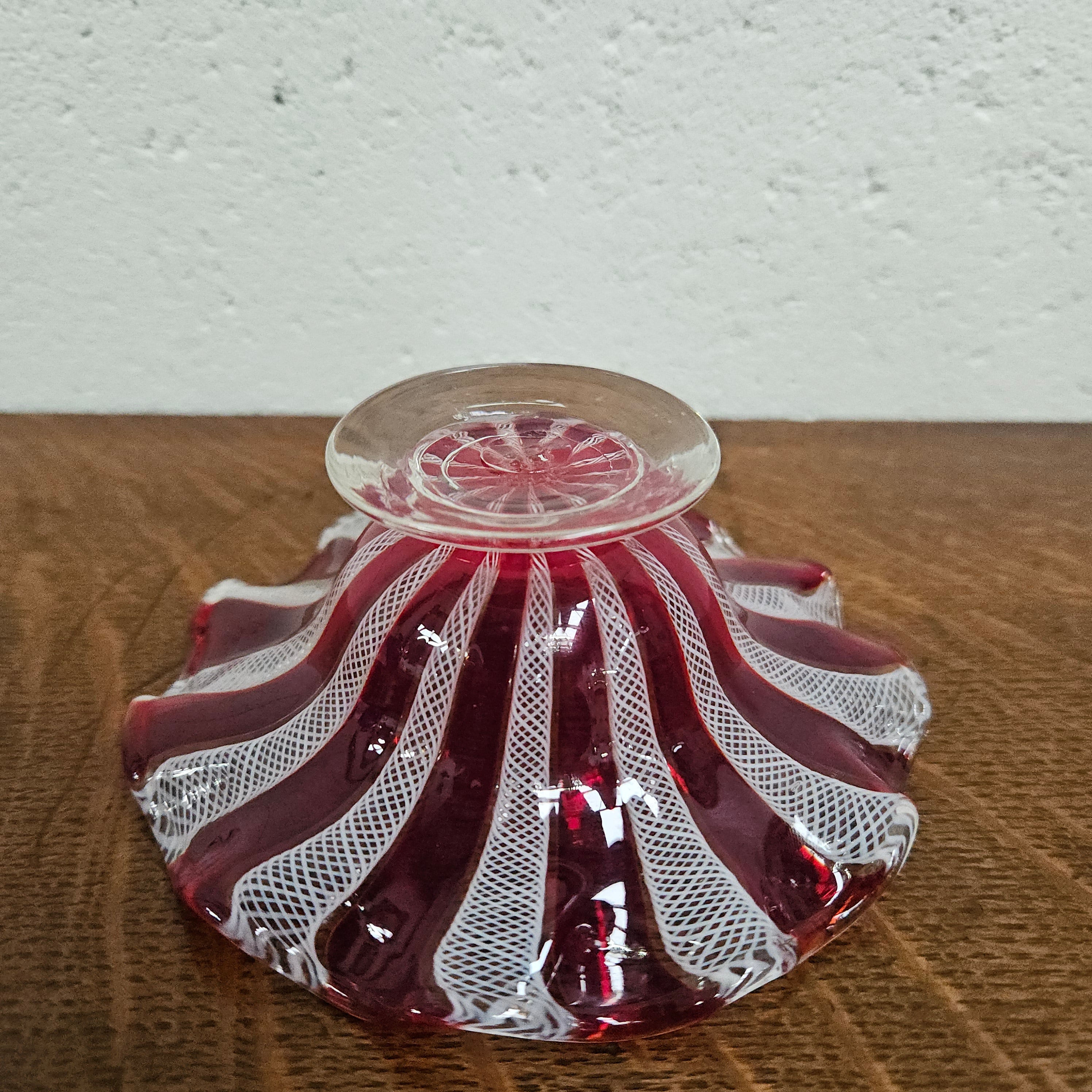Red & White Murano Latticino Bowl | Antique & Vintage | Moonee Ponds Antiques | Australia Wide Delivery