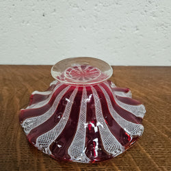 Red & White Murano Latticino Bowl | Antique & Vintage | Moonee Ponds Antiques | Australia Wide Delivery