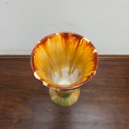 1930s Cornwell Brunswick Pottery Green & Brown Drip Glaze Vase