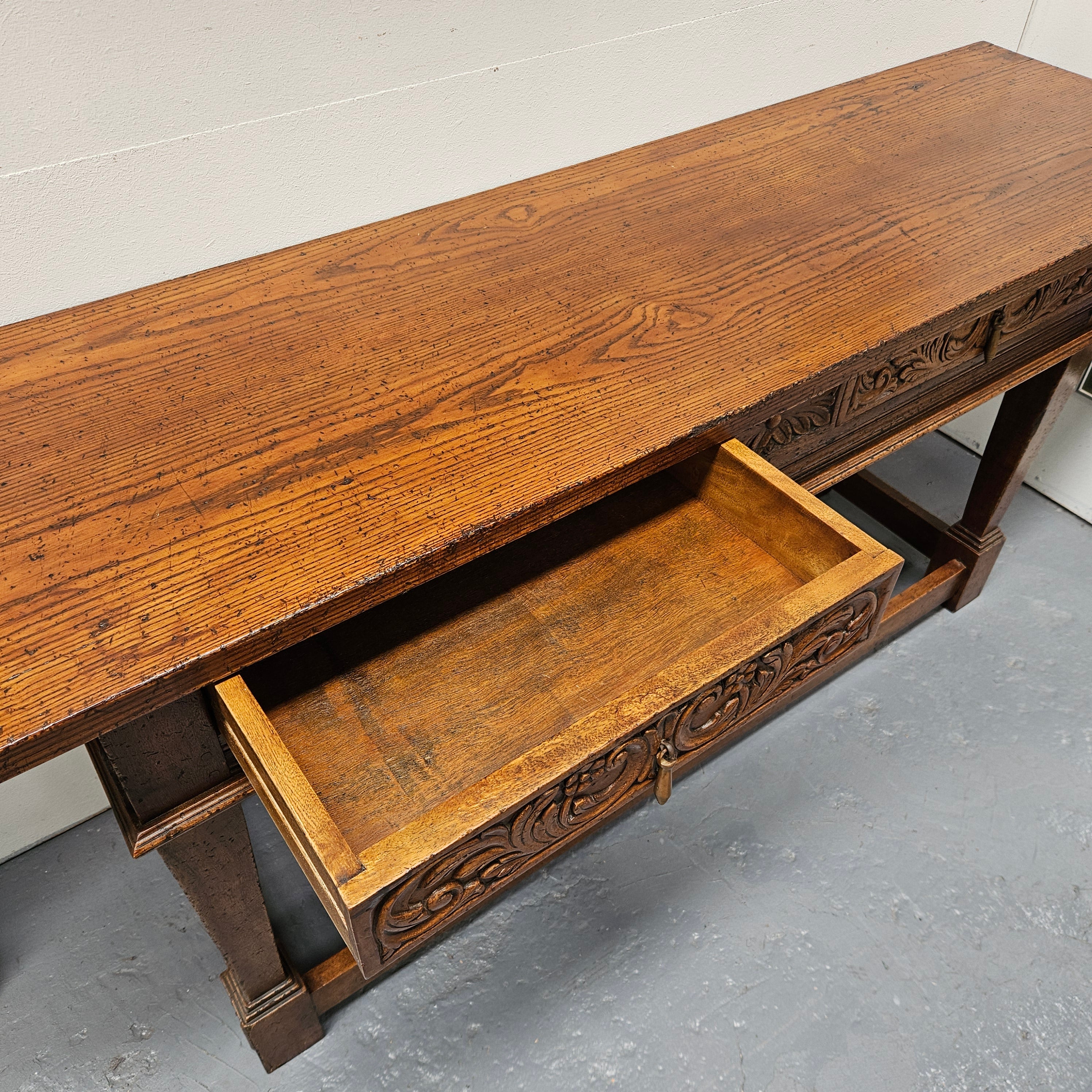 Spanish Style French Elm Two Drawer Console Table | Antique & Vintage | Moonee Ponds Antiques | Australia Wide Delivery