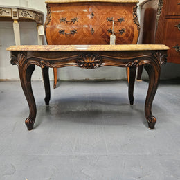French Oak Louis XV Style Marble Top Coffee Table