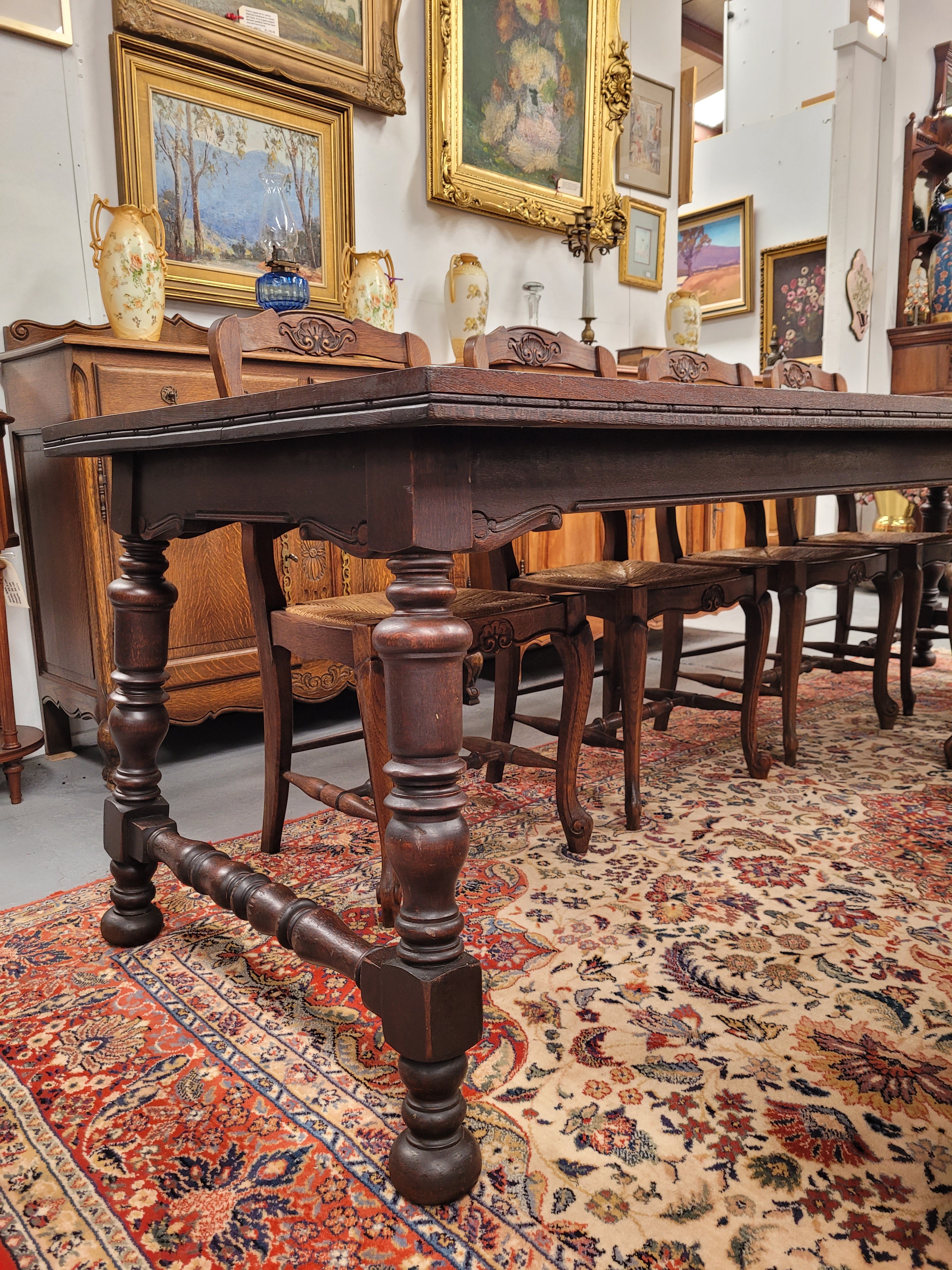 Australian Silky Oak Spanish Style Refectory Dining Table | Antique & Vintage | Moonee Ponds Antiques | Australia Wide Delivery