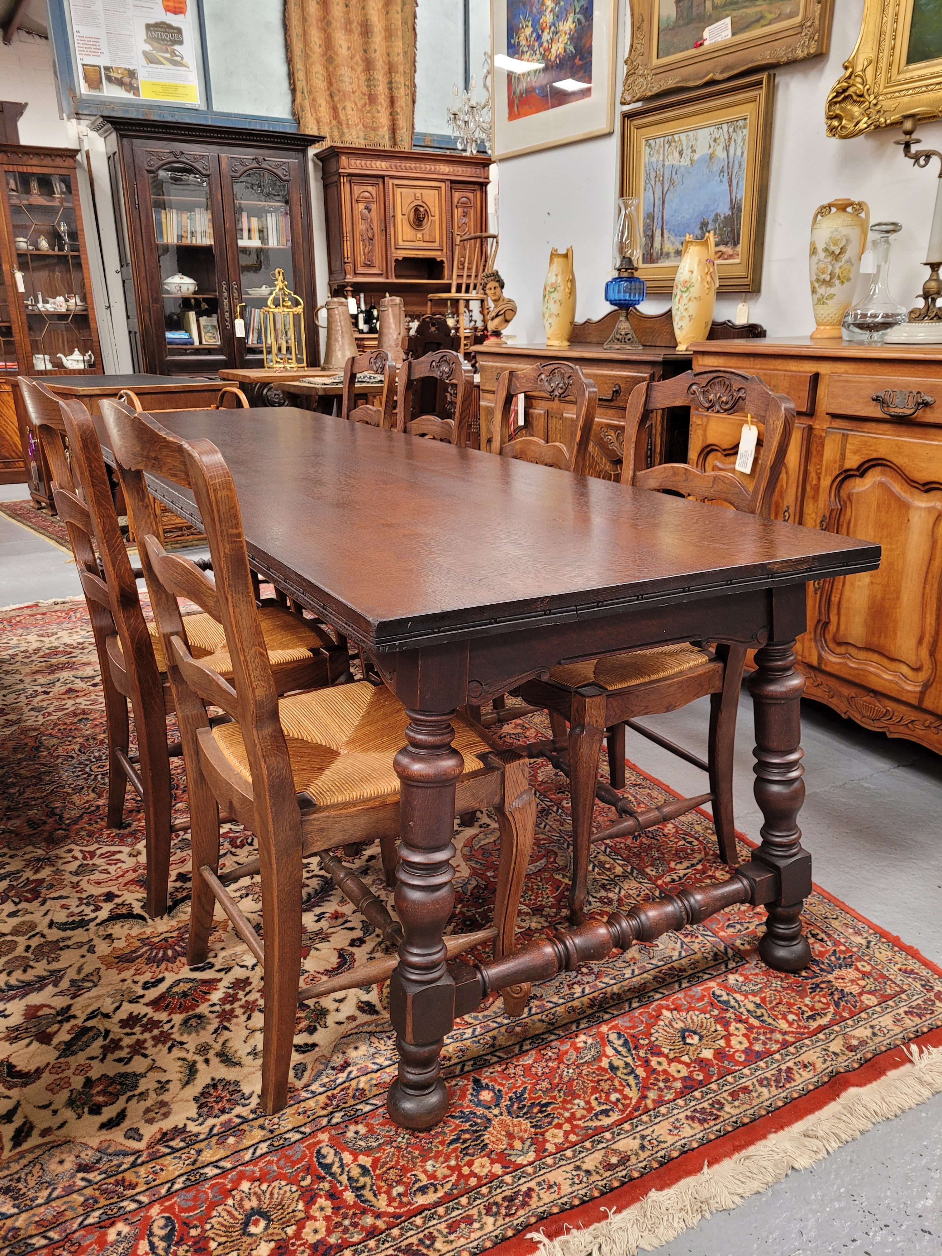 Australian Silky Oak Spanish Style Refectory Dining Table | Antique & Vintage | Moonee Ponds Antiques | Australia Wide Delivery