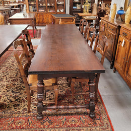 Sourced From France Silky Oak Spanish Style Refectory Dining Table