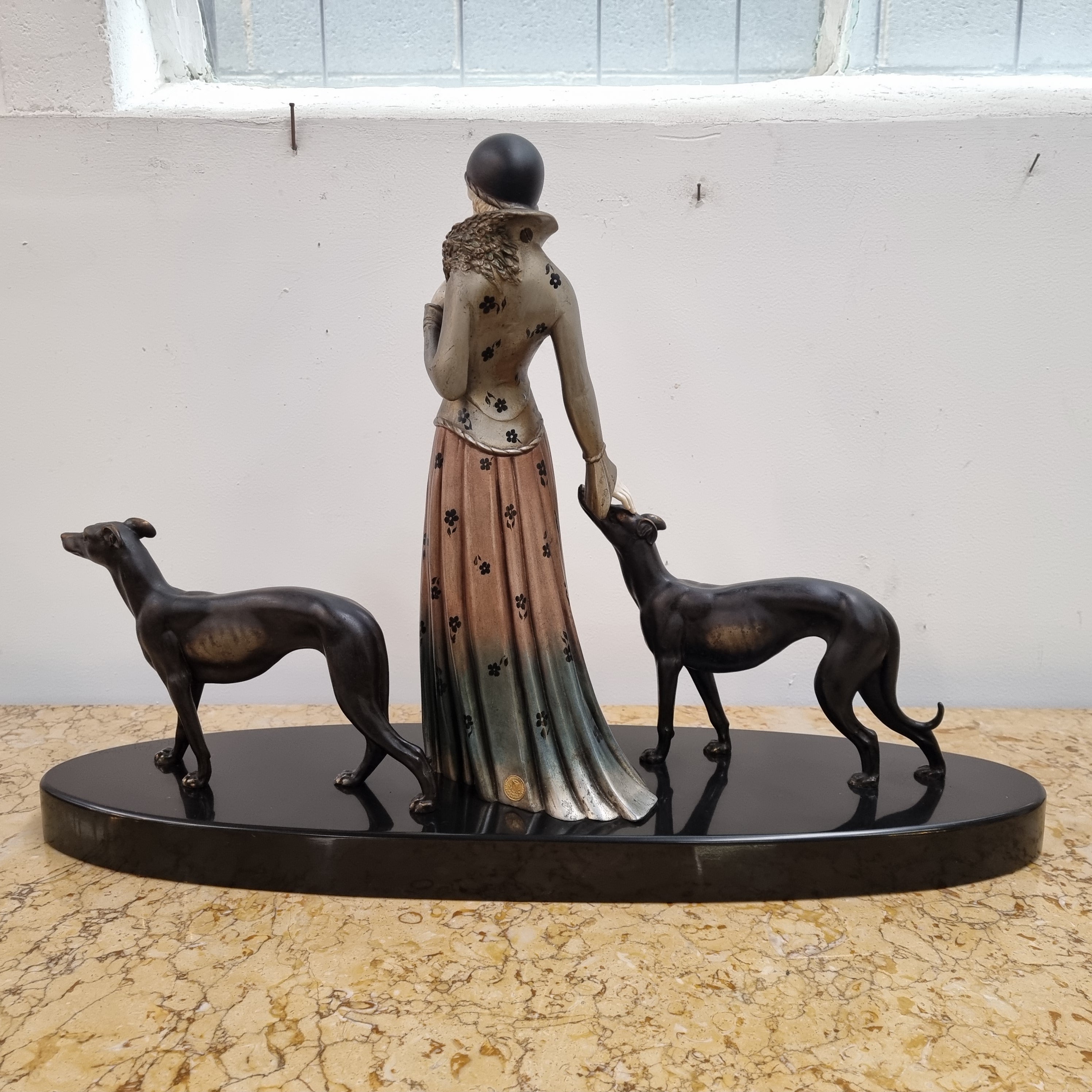 “Friends” Lady With Greyhounds Statue by Demétre Haralamb Chiparus | Antique & Vintage | Moonee Ponds Antiques | Australia Wide Delivery