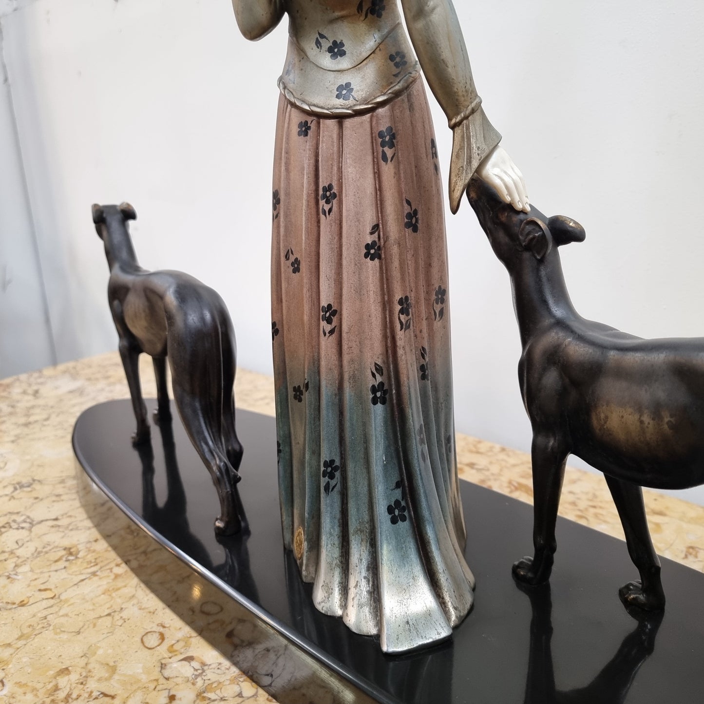 “Friends” Lady With Greyhounds Statue by Demétre Haralamb Chiparus