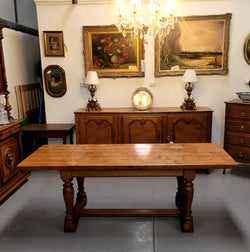 Solid Figured Oak Farmhouse Table | Antique & Vintage | Moonee Ponds Antiques | Australia Wide Delivery