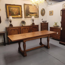 Solid Figured Oak Farmhouse Table | Antique & Vintage | Moonee Ponds Antiques | Australia Wide Delivery