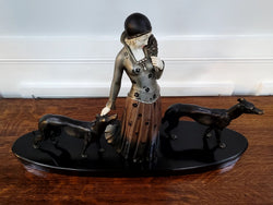 “Friends” Lady With Greyhounds Statue by Demétre Haralamb Chiparus | Antique & Vintage | Moonee Ponds Antiques | Australia Wide Delivery