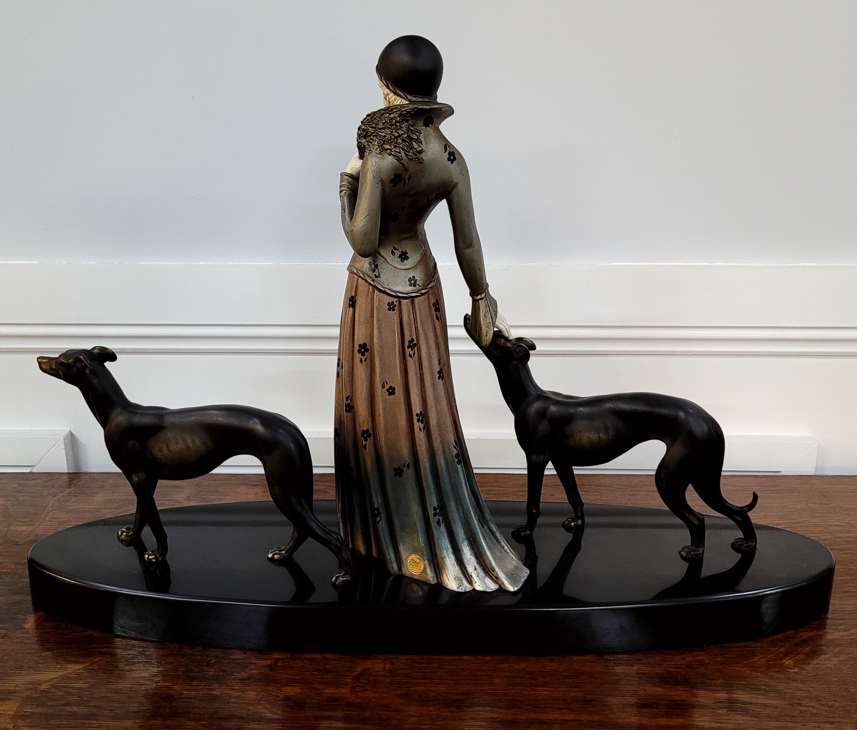 “Friends” Lady With Greyhounds Statue by Demétre Haralamb Chiparus