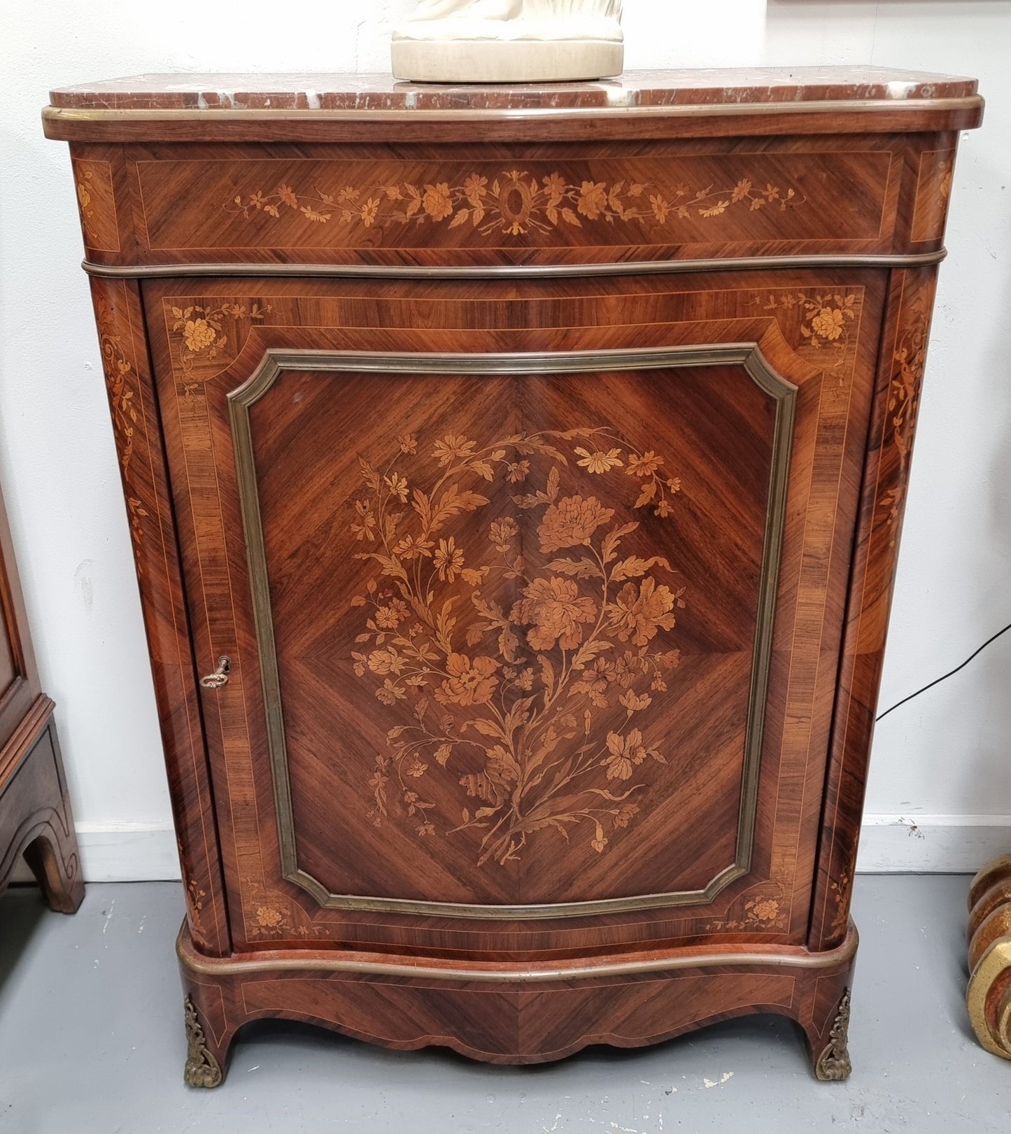 Beautiful 19th Century French Marquetry Inlaid Salon Cabinet