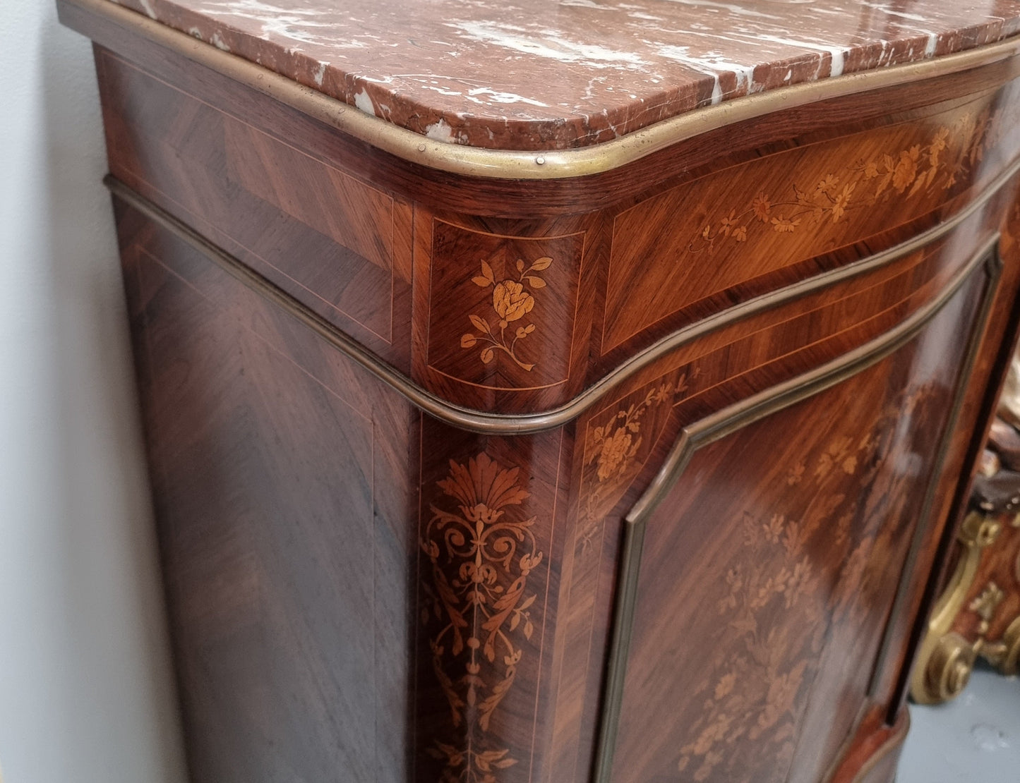 Beautiful 19th Century French Marquetry Inlaid Salon Cabinet