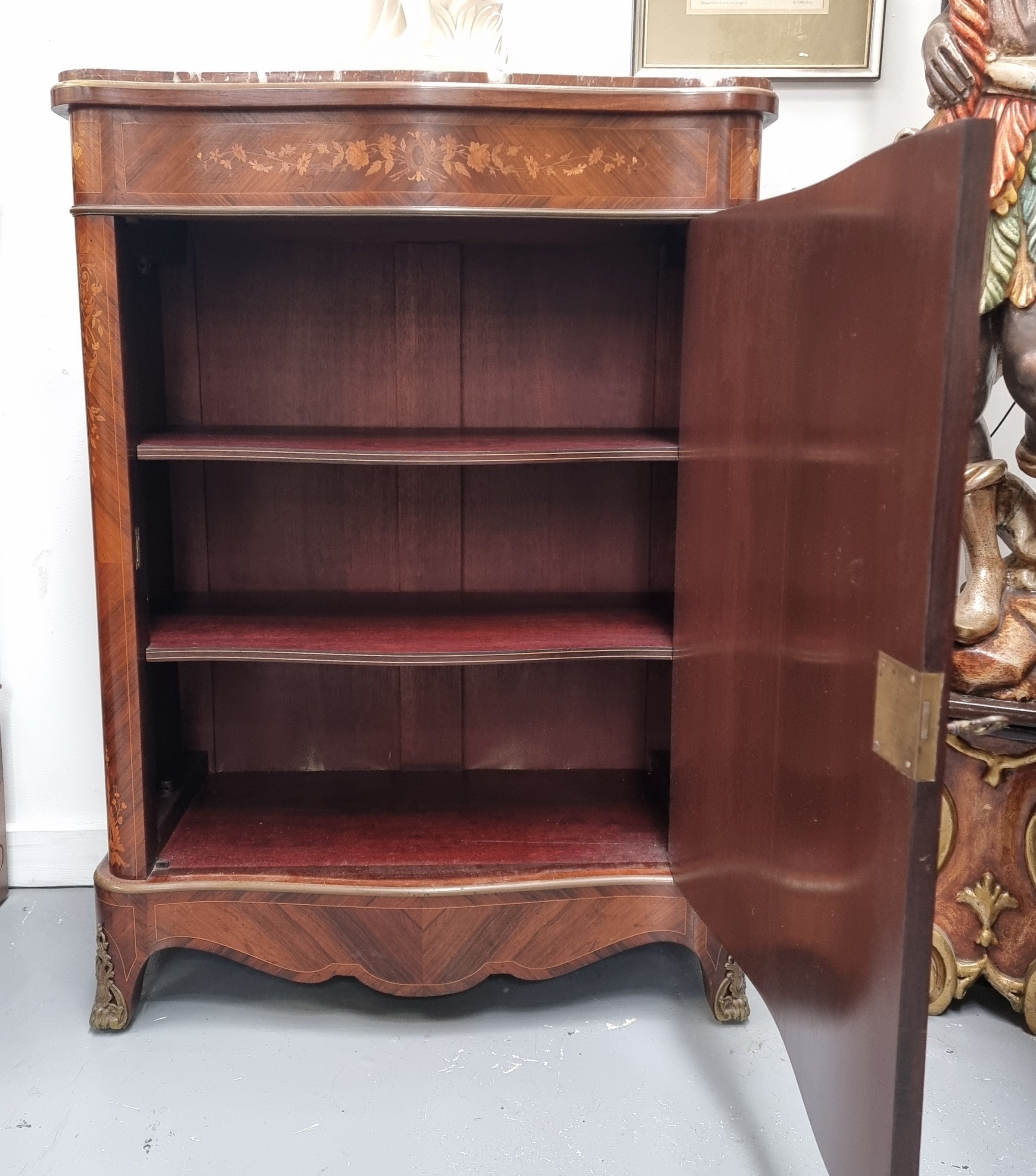 Beautiful 19th Century French Marquetry Inlaid Salon Cabinet