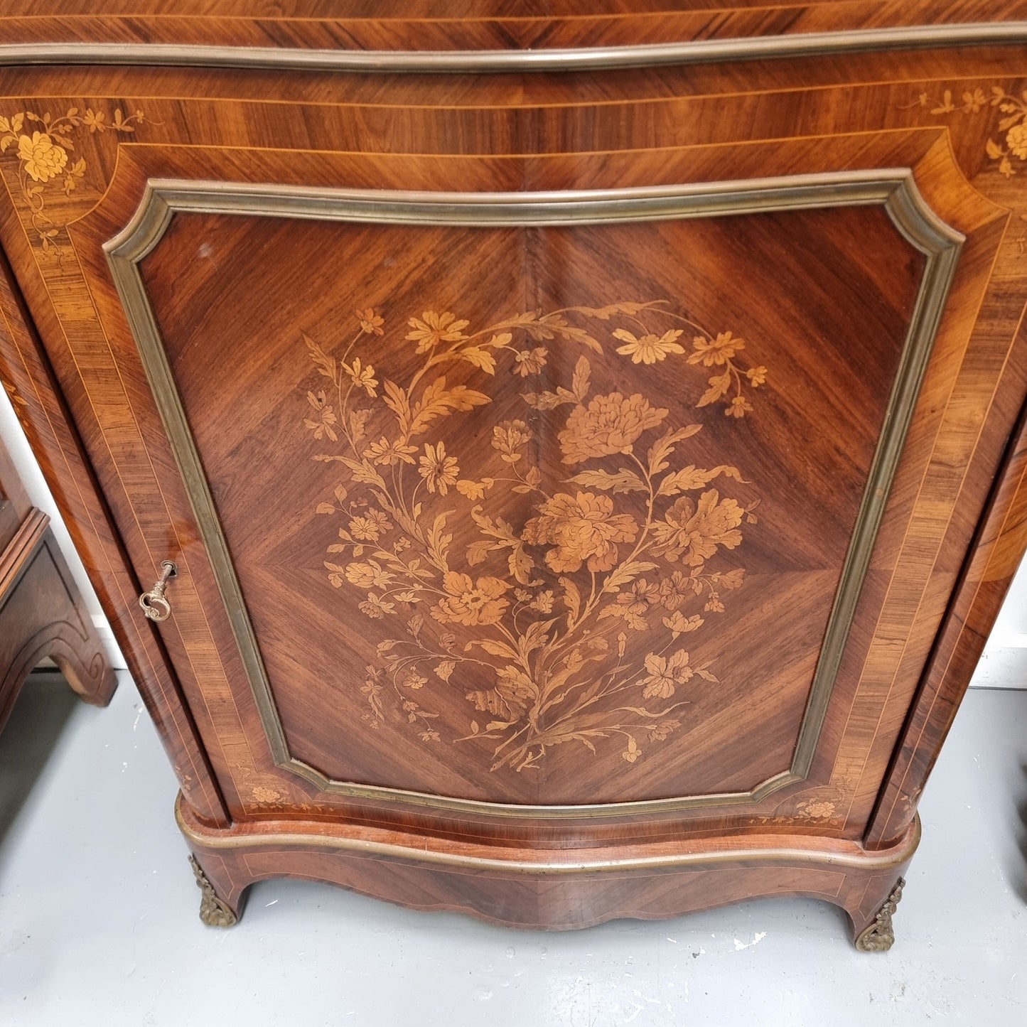 Beautiful 19th Century French Marquetry Inlaid Salon Cabinet