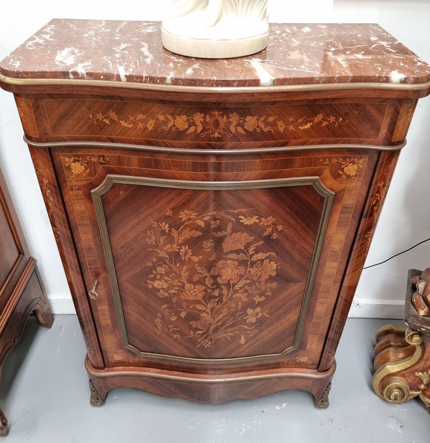 Beautiful 19th Century French Marquetry Inlaid Salon Cabinet