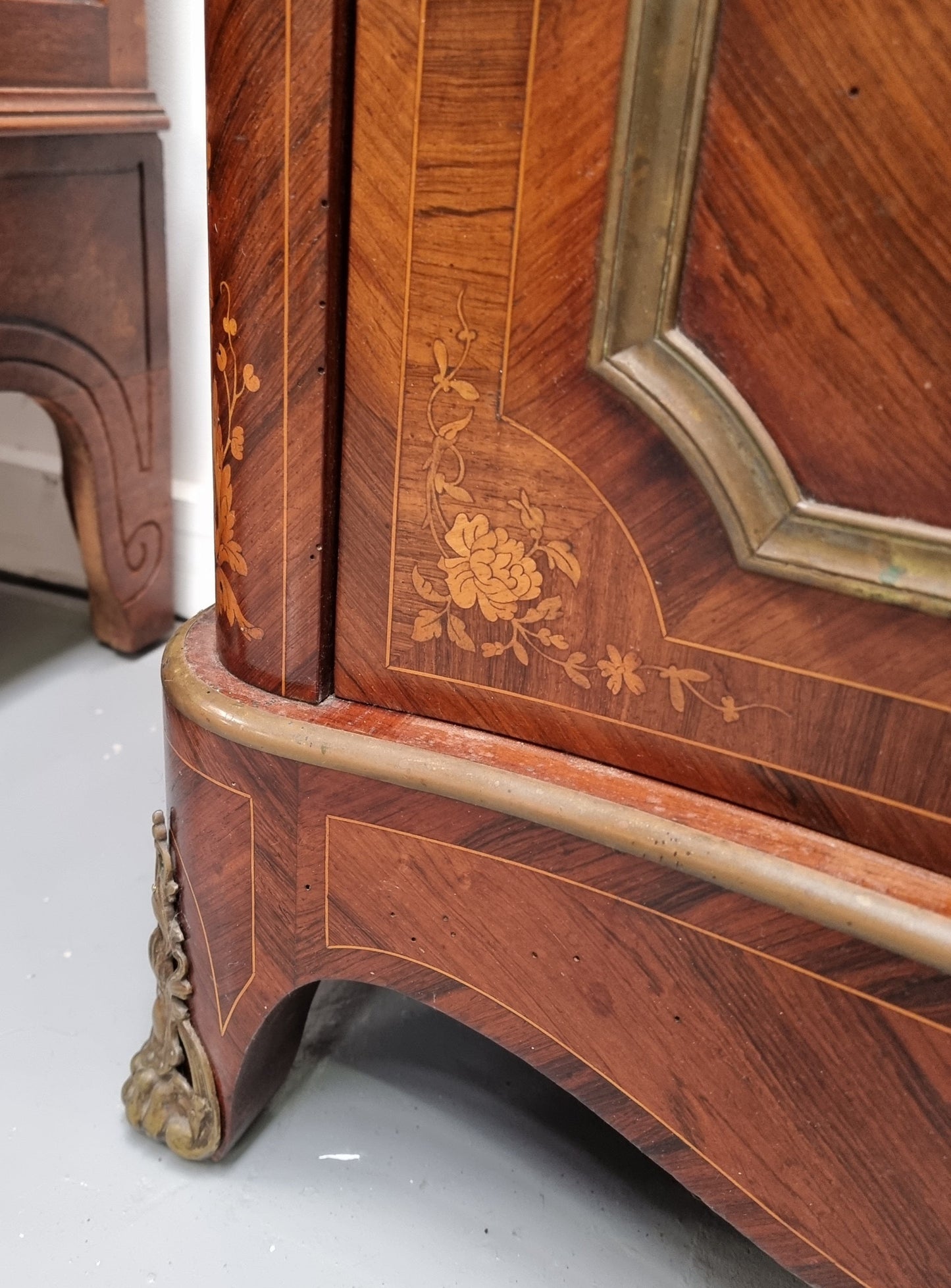 Beautiful 19th Century French Marquetry Inlaid Salon Cabinet