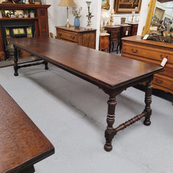 Silky Oak Spanish Style Refectory Dining Table | Antique & Vintage | Moonee Ponds Antiques | Australia Wide Delivery