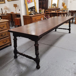 Silky Oak Spanish Style Refectory Dining Table | Antique & Vintage | Moonee Ponds Antiques | Australia Wide Delivery