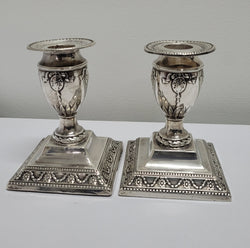 Pair of London Sterling Silver Neo Classical Style Candle Sticks | Antique & Vintage | Moonee Ponds Antiques | Australia Wide Delivery