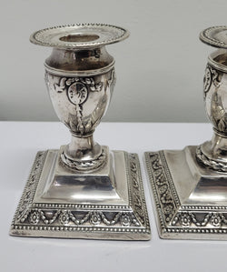 Pair of London Sterling Silver Neo Classical Style Candle Sticks | Antique & Vintage | Moonee Ponds Antiques | Australia Wide Delivery