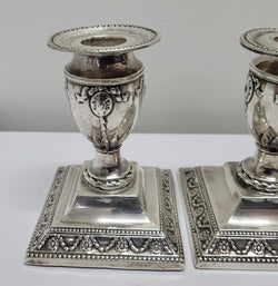 Pair of London Sterling Silver Neo Classical Style Candle Sticks | Antique & Vintage | Moonee Ponds Antiques | Australia Wide Delivery