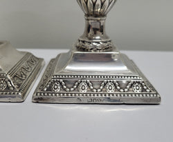 Pair of London Sterling Silver Neo Classical Style Candle Sticks | Antique & Vintage | Moonee Ponds Antiques | Australia Wide Delivery