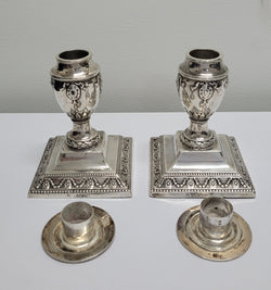 Pair of London Sterling Silver Neo Classical Style Candle Sticks | Antique & Vintage | Moonee Ponds Antiques | Australia Wide Delivery