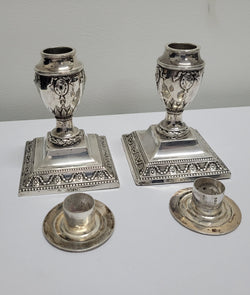 Pair of London Sterling Silver Neo Classical Style Candle Sticks | Antique & Vintage | Moonee Ponds Antiques | Australia Wide Delivery