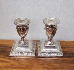 Pair of London Sterling Silver Neo Classical Style Candle Sticks | Antique & Vintage | Moonee Ponds Antiques | Australia Wide Delivery