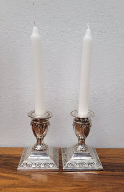 Pair of London Sterling Silver Neo Classical Style Candle Sticks | Antique & Vintage | Moonee Ponds Antiques | Australia Wide Delivery