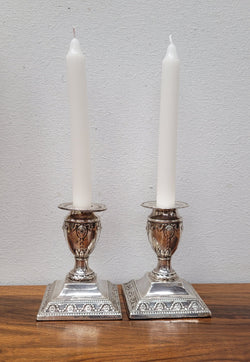 Pair of London Sterling Silver Neo Classical Style Candle Sticks | Antique & Vintage | Moonee Ponds Antiques | Australia Wide Delivery