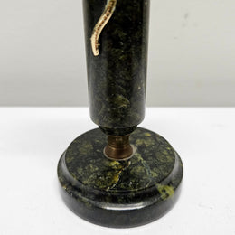 Vintage Marble & Brass Candle Stick Holder Featuring Lizard
