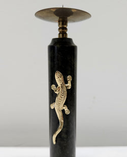 Vintage Marble & Brass Candle Stick Holder Featuring Lizard | Antique & Vintage | Moonee Ponds Antiques | Australia Wide Delivery