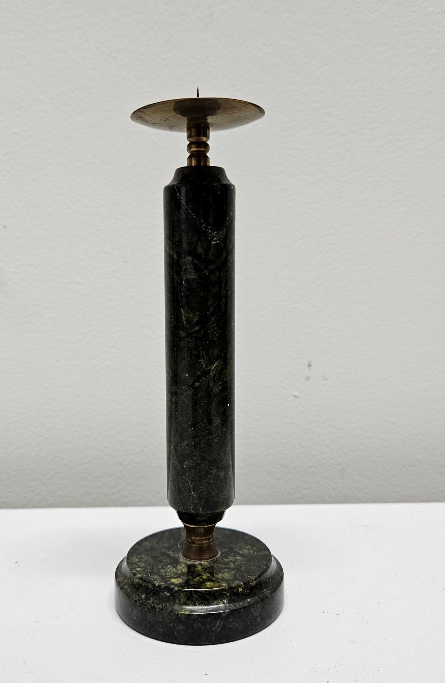 Vintage Marble & Brass Candle Stick Holder Featuring Lizard