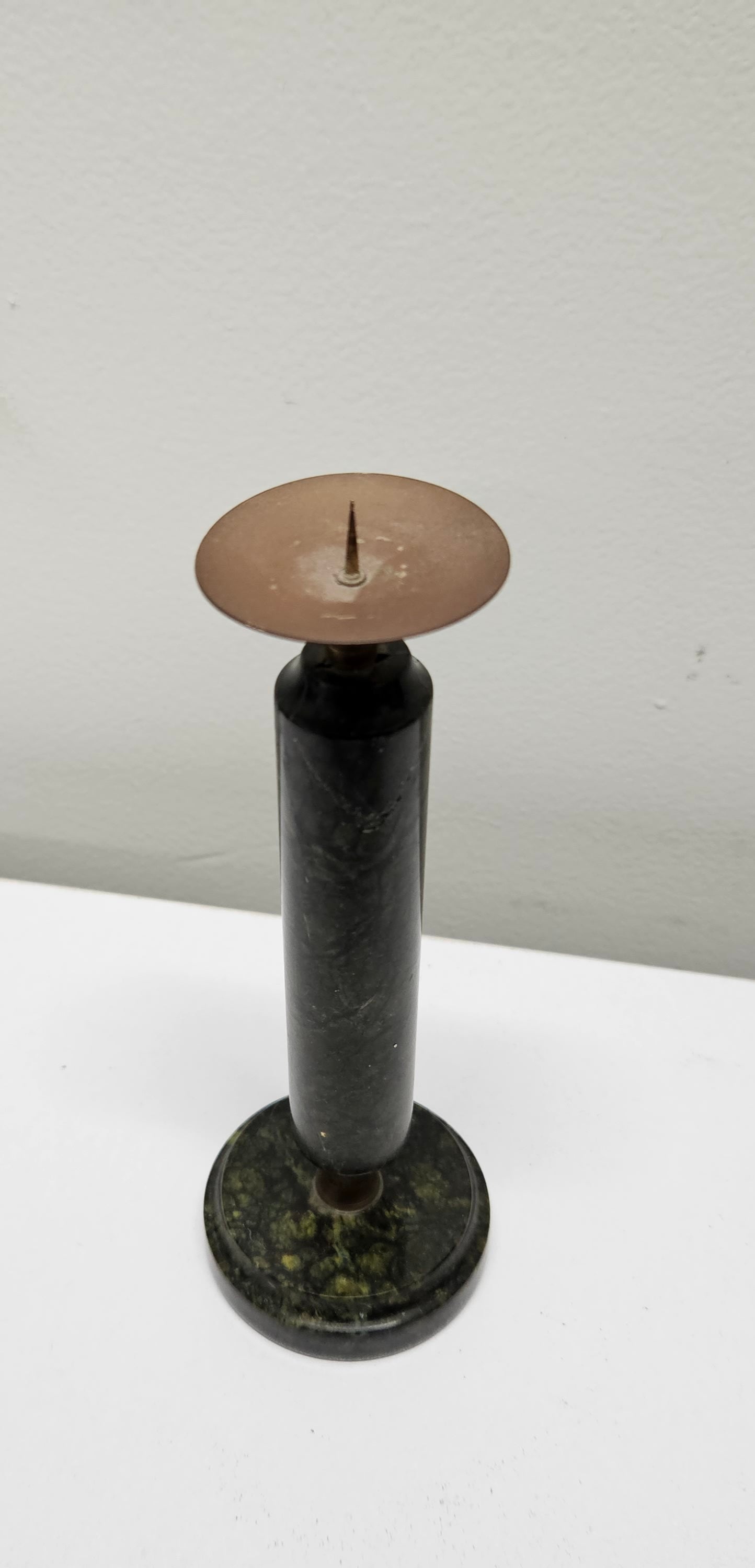 Vintage Marble & Brass Candle Stick Holder Featuring Lizard