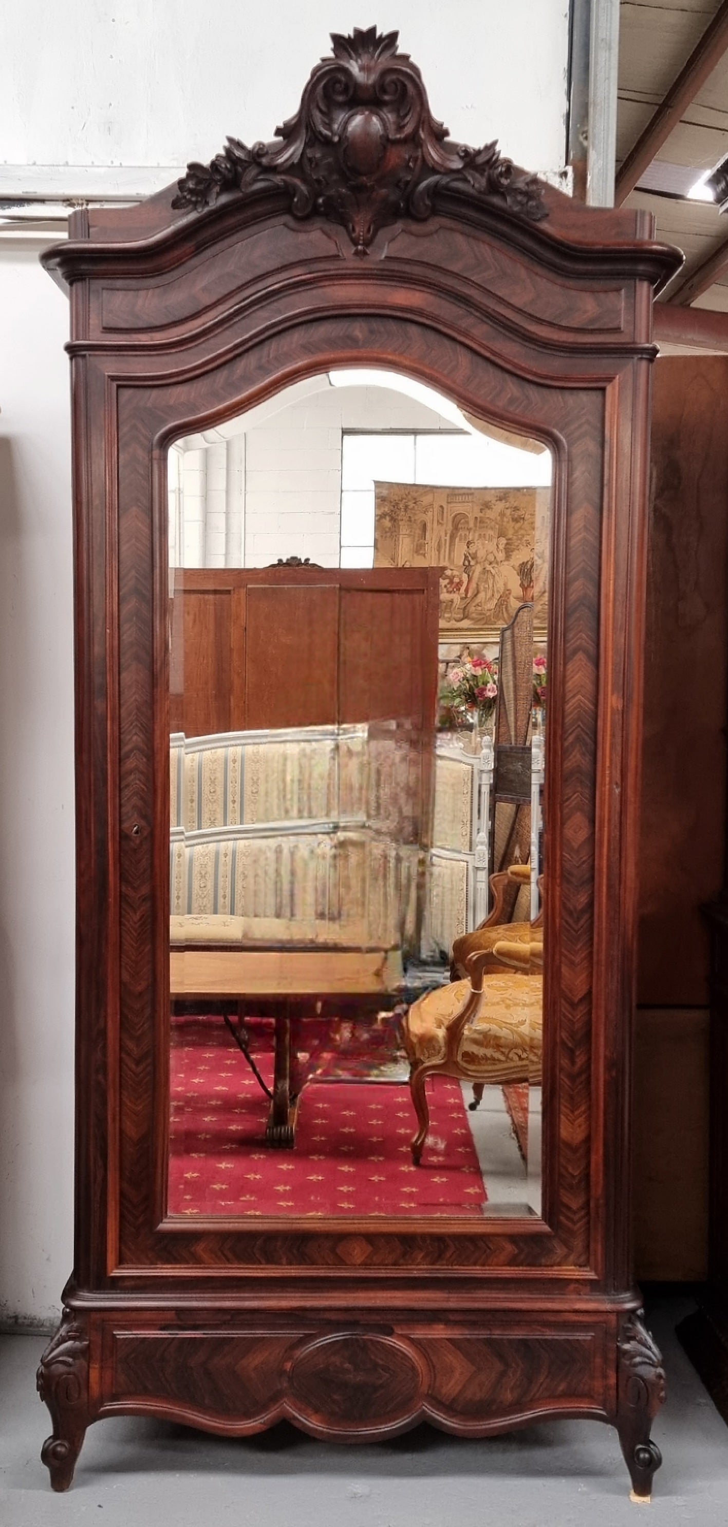 Antique Louis XV Style Rosewood Single Door Armoire
