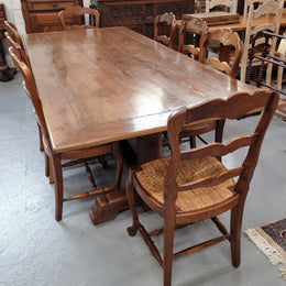 Fruitwood Top Oak Base Pedestal Dining Table