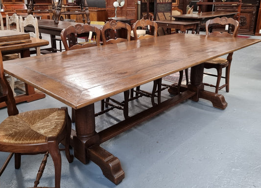 Fruitwood Top Oak Base Pedestal Dining Table