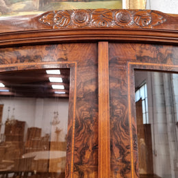 Art Deco Figured Walnut Inlaid Two Door Bookcase