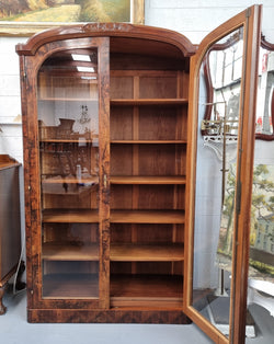 Art Deco Figured Walnut Inlaid Two Door Bookcase | Antique & Vintage | Moonee Ponds Antiques | Australia Wide Delivery
