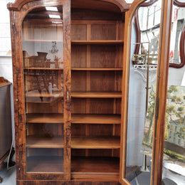 Art Deco Figured Walnut Inlaid Two Door Bookcase