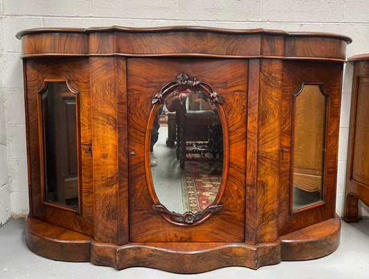 Victorian Figured Walnut Serpentine Shape Sideboard