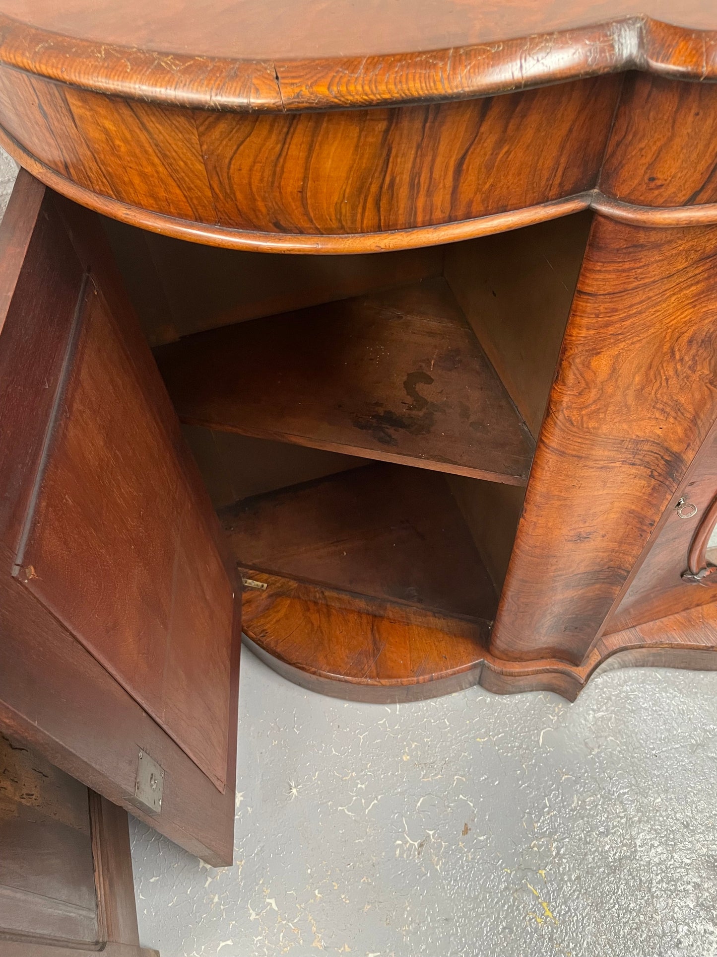 Victorian Figured Walnut Serpentine Shape Sideboard