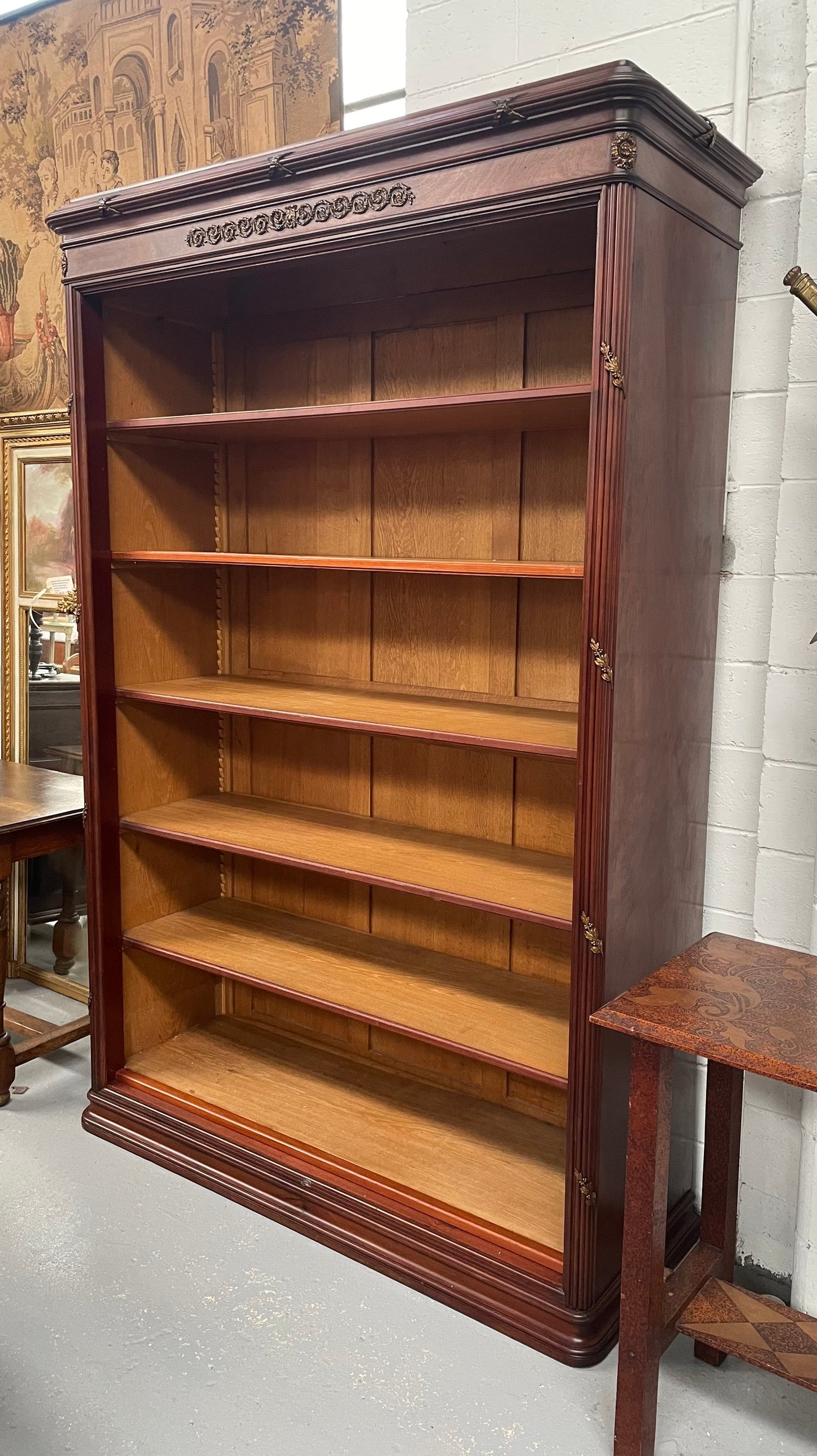 Louis XVI Style Open Mahogany Bookcase With Ormolu Mounts