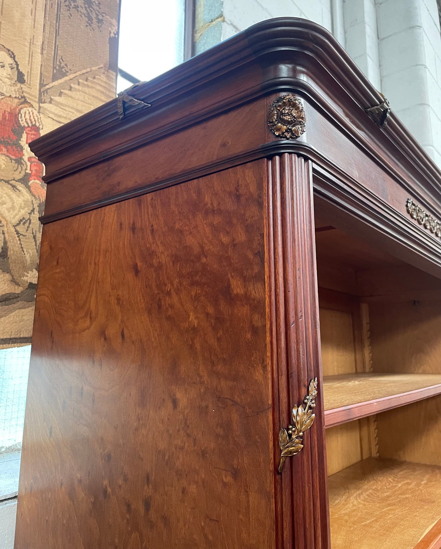 Louis XVI Style Open Mahogany Bookcase With Ormolu Mounts