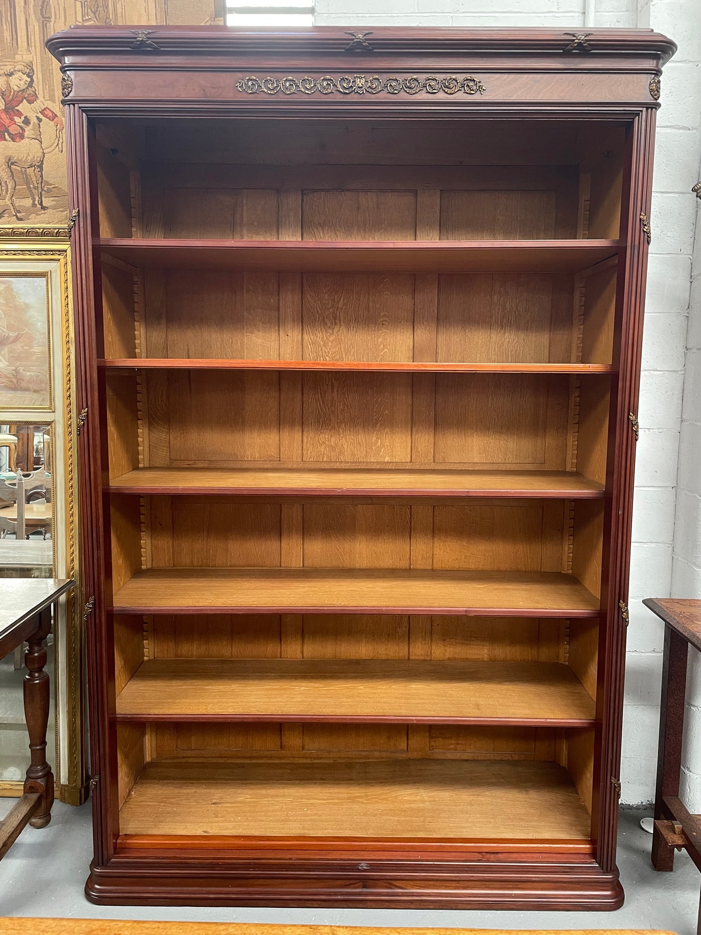 Louis XVI Style Open Mahogany Bookcase With Ormolu Mounts