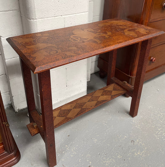 Lovely Arts & Crafts Pokerwork Side Table