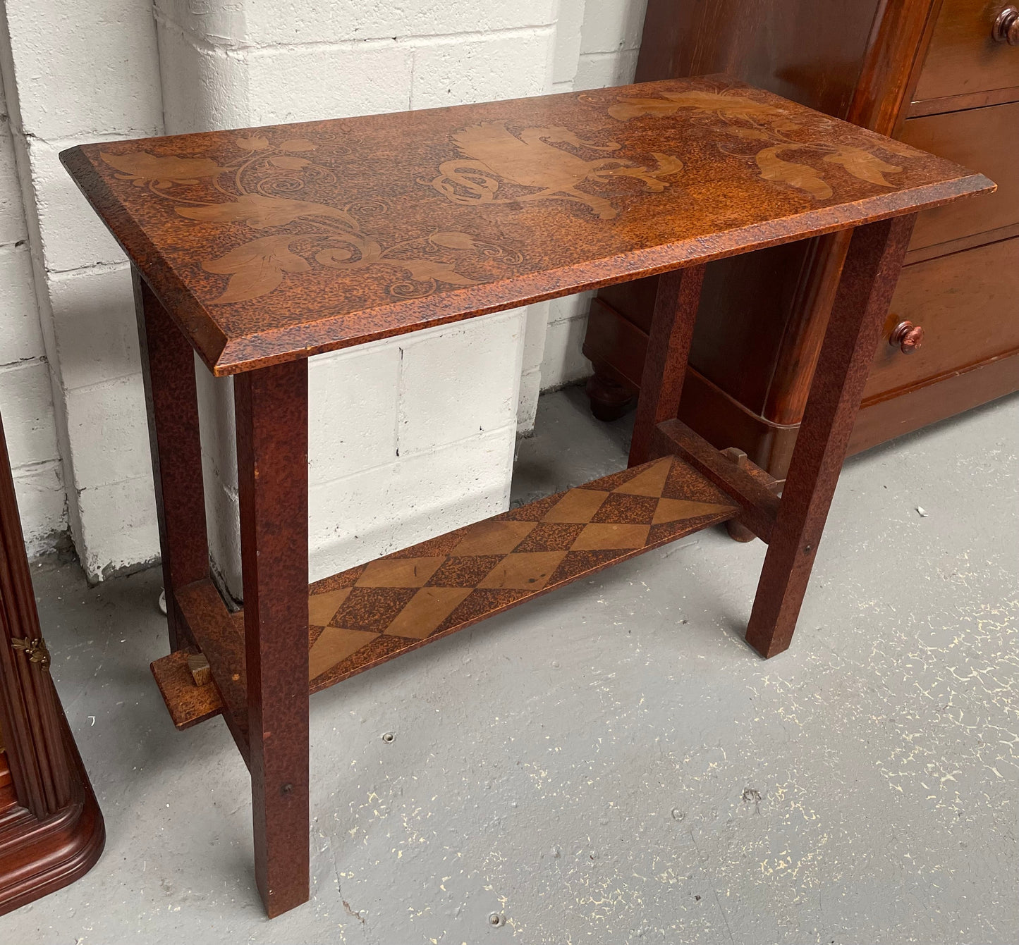 Lovely Arts & Crafts Pokerwork Side Table