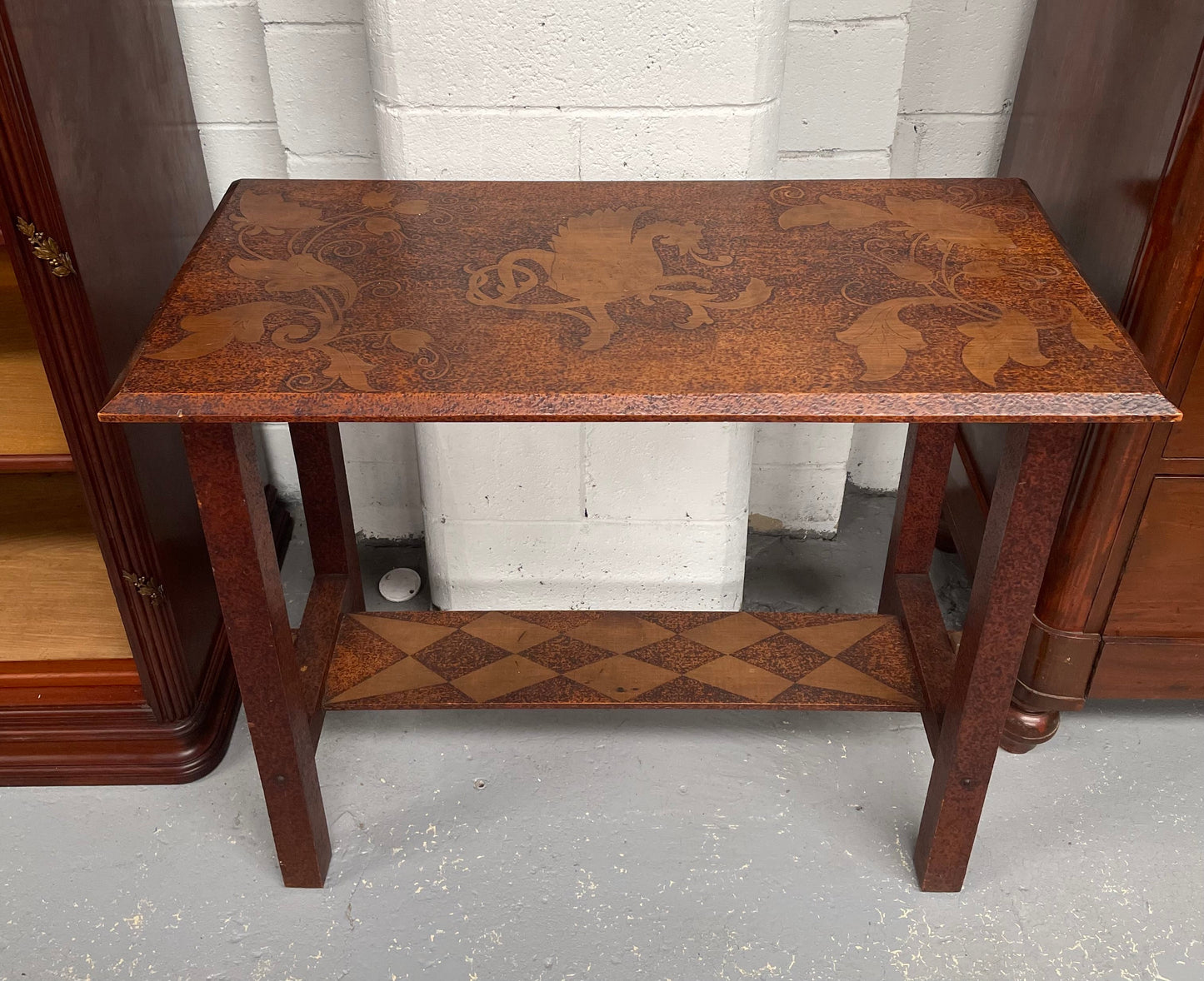 Lovely Arts & Crafts Pokerwork Side Table